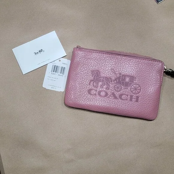 Coach Meadow Rose Pebbled Leather Corner Zip Wristlet NEW with Tag - Picture 4 of 6